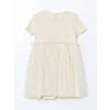 LCW Kids BEJ Nakışlı Penye Tüllü Kız Çocuk Elbise