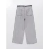 XSIDE GRİ Beli Kemerli Wideleg Kadın Jean Pantolon