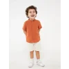 LCW baby TURUNCU Hakim Yaka Kısa Kollu Erkek Bebek Gömlek ve Şort 2li Takım