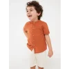 LCW baby TURUNCU Hakim Yaka Kısa Kollu Erkek Bebek Gömlek ve Şort 2li Takım