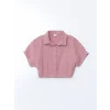 LCW Kids LİLA Dokulu Kız Çocuk Crop Gömlek