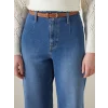 LCW Jeans İNDİGO Beli Kemerli Wideleg Kadın Jean Pantolon