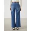 LCW Jeans İNDİGO Beli Kemerli Wideleg Kadın Jean Pantolon