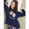 LCW Young LACİVERT Bisiklet Yaka Baskılı Kadın Pijama Takımı