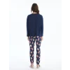 LCW Young LACİVERT Bisiklet Yaka Baskılı Kadın Pijama Takımı