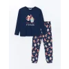 LCW Young LACİVERT Bisiklet Yaka Baskılı Kadın Pijama Takımı