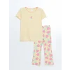 LCW Kids SARI Fırfırlı Kız Bebek Tişört ve Tayt 2li