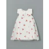 LCW Kids EKRU Kiraz Baskılı Tüllü Kız Çocuk Elbise
