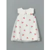 LCW Kids EKRU Kiraz Baskılı Tüllü Kız Çocuk Elbise