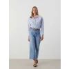 LCW Jeans İNDİGO Beli Kemerli Wideleg Kadın Jean Pantolon