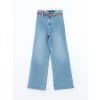 LCW Jeans İNDİGO Beli Kemerli Wideleg Kadın Jean Pantolon
