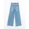LCW Jeans İNDİGO Beli Kemerli Wideleg Kadın Jean Pantolon