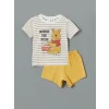 LCW baby BEJ Winnie the Pooh Baskılı Erkek Bebek Şortlu Pijama Takımı
