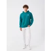 LCW Casual YEŞİL Uzun Kollu Baskılı Erkek Hoodie