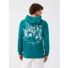 LCW Casual YEŞİL Uzun Kollu Baskılı Erkek Hoodie