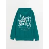 LCW Casual YEŞİL Uzun Kollu Baskılı Erkek Hoodie