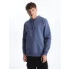 LCW Casual İNDİGO Uzun Kollu Erkek Kalın Hoodie