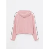 LCW Kids PEMBE Kapüşonlu Baskılı Uzun Kollu Kız Çocuk Sweatshirt ve Eşofman Altı