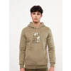 LCW Casual HAKİ Uzun Kollu Baskılı Erkek Kalın Hoodie
