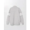 LCW Casual BEYAZ Dik Yaka Uzun Kollu Baskılı Erkek Kalın Sweatshirt
