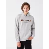 LCW Casual GRİ Uzun Kollu Baskılı Erkek Kalın Hoodie