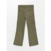 LCW Kids HAKİ Beli Ayarlanabilir Lastikli Kız Çocuk Pantolon