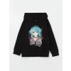 LCW Kids SİYAH Kapüşonlu Baskılı Kız Çocuk Sweatshirt
