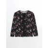 LCW Grace SİYAH Bağlamalı Yaka Çiçekli Kadın Bluz