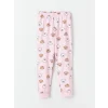 LCW Kids EKRU Bisiklet Yaka Baskılı Uzun Kollu Kız Çocuk Pijama Takımı