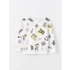 LCW Kids EKRU Bisiklet Yaka Baskılı Uzun Kollu Kız Çocuk Pijama Takımı