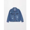 LCW Kids İNDİGO Yırtık Detaylı Kız Çocuk Jean Ceket