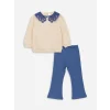 LCW baby BEJ Bebe Yaka Kız Bebek Sweatshirt ve Tayt 2li Takım