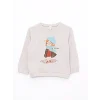 LCW baby BEJ Bisiklet Yaka Uzun Kollu Baskılı Kız Bebek Sweatshirt 2li