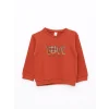 LCW baby BEJ Bisiklet Yaka Uzun Kollu Baskılı Kız Bebek Sweatshirt 2li
