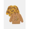 LCW baby SARI Bisiklet Yaka Uzun Kollu Baskılı Erkek Bebek Sweatshirt 2li