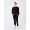 LCWAIKIKI Classic SİYAH Bisiklet Yaka Uzun Kollu Baskılı Erkek Kalın Sweatshirt