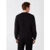 LCWAIKIKI Classic SİYAH Bisiklet Yaka Uzun Kollu Baskılı Erkek Kalın Sweatshirt
