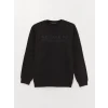 LCWAIKIKI Classic SİYAH Bisiklet Yaka Uzun Kollu Baskılı Erkek Kalın Sweatshirt