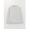 LCWAIKIKI Classic BEJ Bisiklet Yaka Uzun Kollu Baskılı Erkek Kalın Sweatshirt
