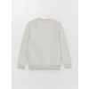 LCWAIKIKI Classic BEJ Bisiklet Yaka Uzun Kollu Baskılı Erkek Kalın Sweatshirt