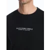 LCWAIKIKI Classic SİYAH Bisiklet Yaka Uzun Kollu Baskılı Erkek Sweatshirt