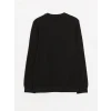LCWAIKIKI Classic SİYAH Bisiklet Yaka Uzun Kollu Baskılı Erkek Sweatshirt