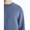 LCW Casual İNDİGO Bisiklet Yaka Uzun Kollu Erkek Kalın Sweatshirt