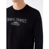 LCWAIKIKI Classic SİYAH Bisiklet Yaka Uzun Kollu Baskılı Erkek Sweatshirt