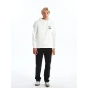LCW Casual EKRU Uzun Kollu Baskılı Erkek Kalın Hoodie