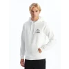LCW Casual EKRU Uzun Kollu Baskılı Erkek Kalın Hoodie