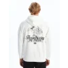 LCW Casual EKRU Uzun Kollu Baskılı Erkek Kalın Hoodie