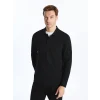 LCWAIKIKI Classic SİYAH Polo Yaka Uzun Kollu Erkek Sweatshirt