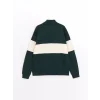 XSIDE YEŞİL Dik Yaka Uzun Kollu Renk Bloklu Erkek Kalın Sweatshirt