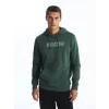 LCWAIKIKI Classic YEŞİL Uzun Kollu Baskılı Erkek Kalın Hoodie